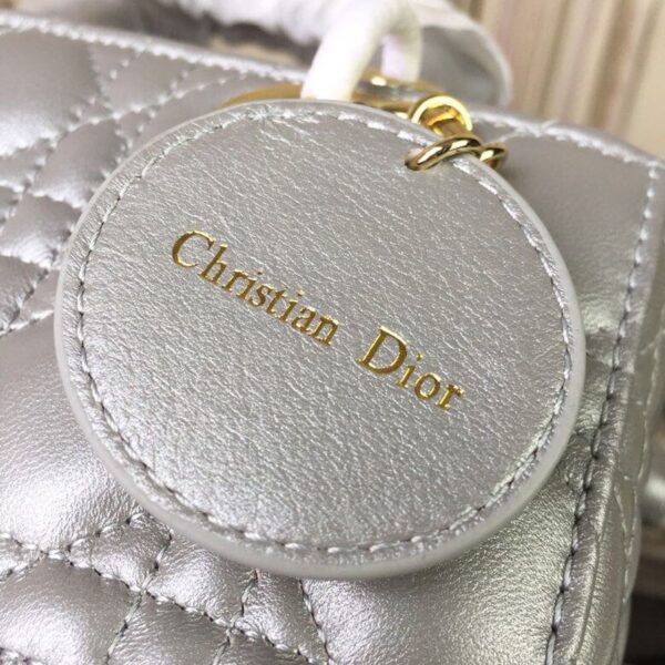 1:1 Replica Christian Dior Small Lady Dior Bag Gold Toned Hardware Pearl Silver White For Women 8in/20cm CD