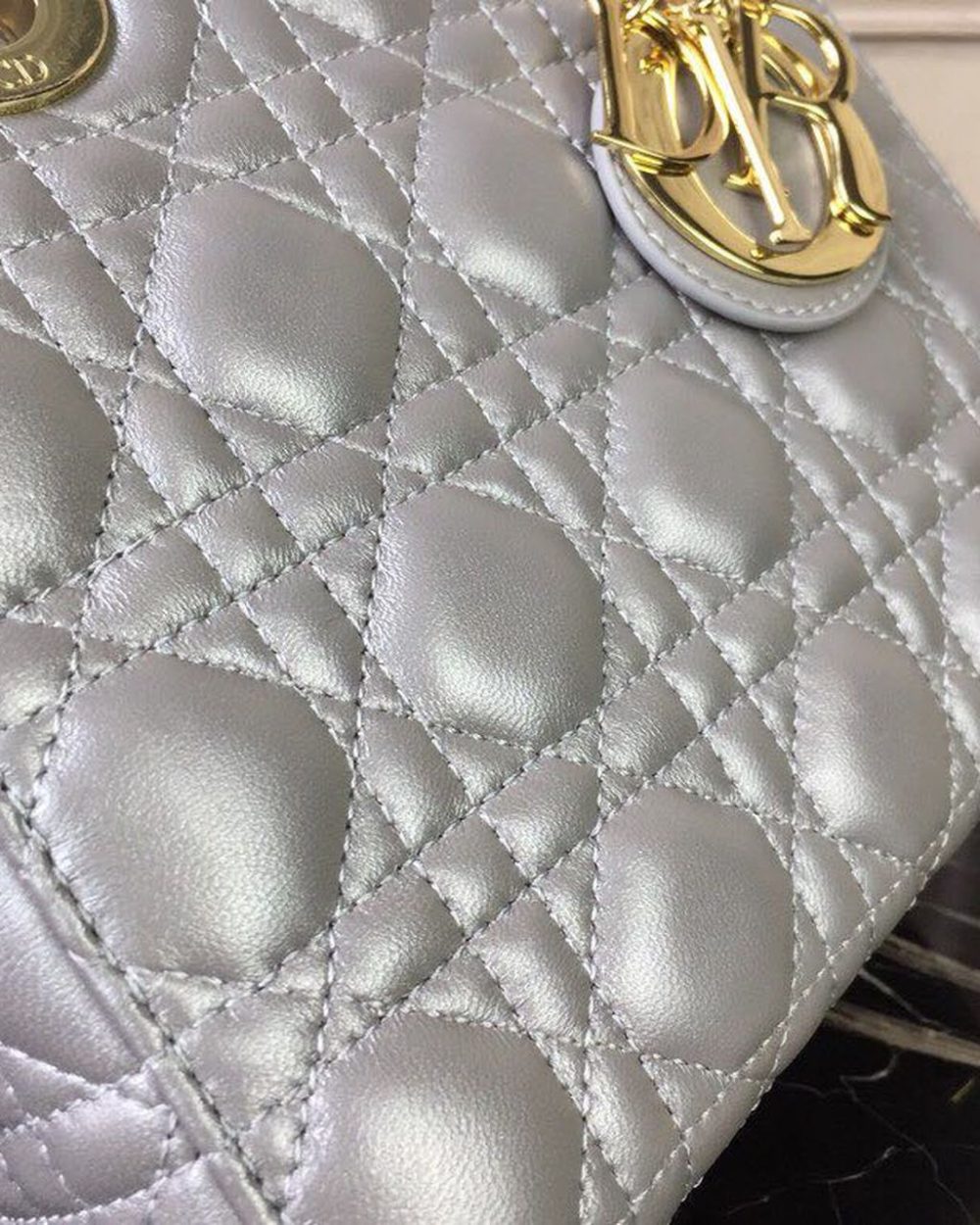 1:1 Replica Christian Dior Small Lady Dior Bag Gold Toned Hardware Pearl Silver White For Women 8in/20cm CD