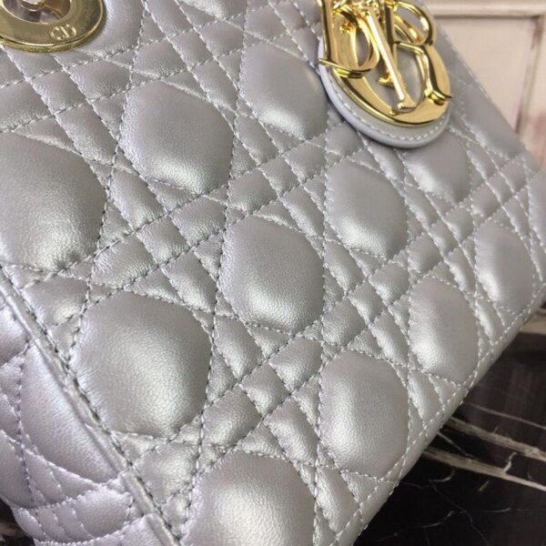 1:1 Replica Christian Dior Small Lady Dior Bag Gold Toned Hardware Pearl Silver White For Women 8in/20cm CD