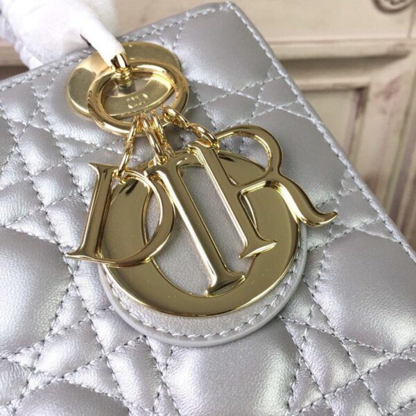 1:1 Replica Christian Dior Small Lady Dior Bag Gold Toned Hardware Pearl Silver White For Women 8in/20cm CD