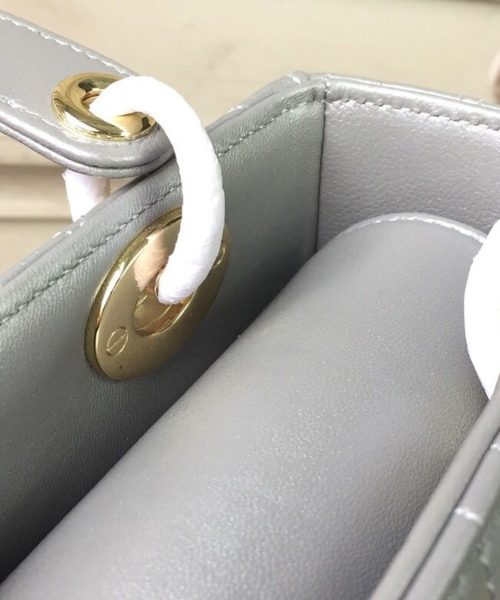 1:1 Replica Christian Dior Small Lady Dior Bag Gold Toned Hardware Pearl Silver White For Women 8in/20cm CD