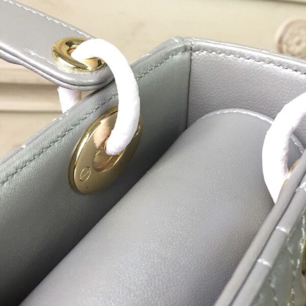 1:1 Replica Christian Dior Small Lady Dior Bag Gold Toned Hardware Pearl Silver White For Women 8in/20cm CD