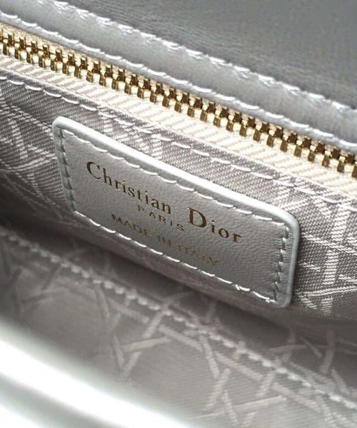 1:1 Replica Christian Dior Small Lady Dior Bag Gold Toned Hardware Pearl Silver White For Women 8in/20cm CD