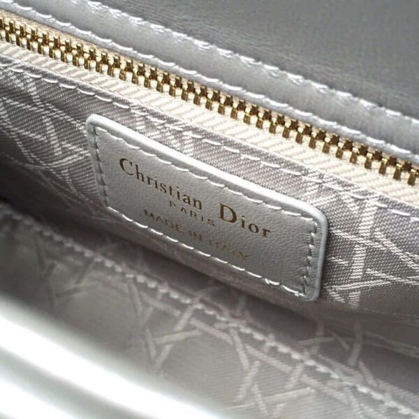 1:1 Replica Christian Dior Small Lady Dior Bag Gold Toned Hardware Pearl Silver White For Women 8in/20cm CD