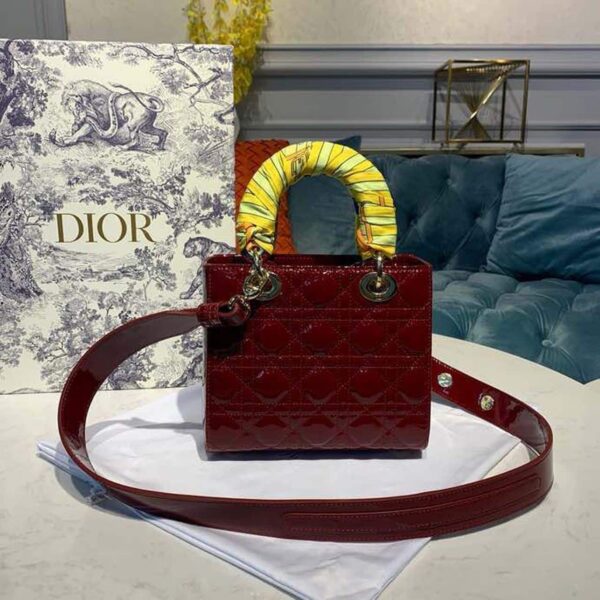 1:1 Replica Christian Dior Small Lady Dior Bag with Chain Gold Toned Hardware Burgundy For Women 20cm/8in CD M0538OWCB_M323