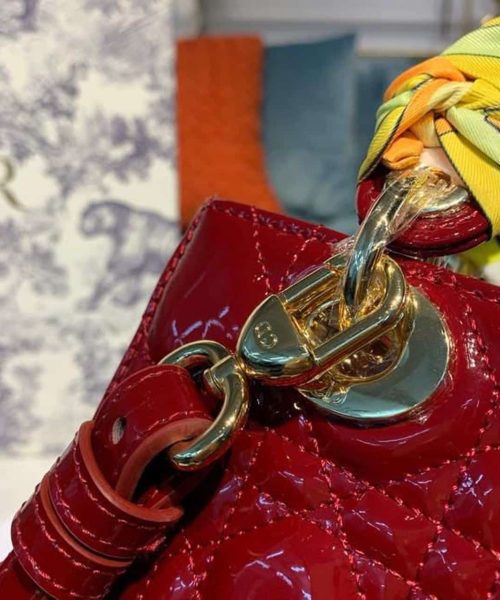 1:1 Replica Christian Dior Small Lady Dior Bag with Chain Gold Toned Hardware Burgundy For Women 20cm/8in CD M0538OWCB_M323