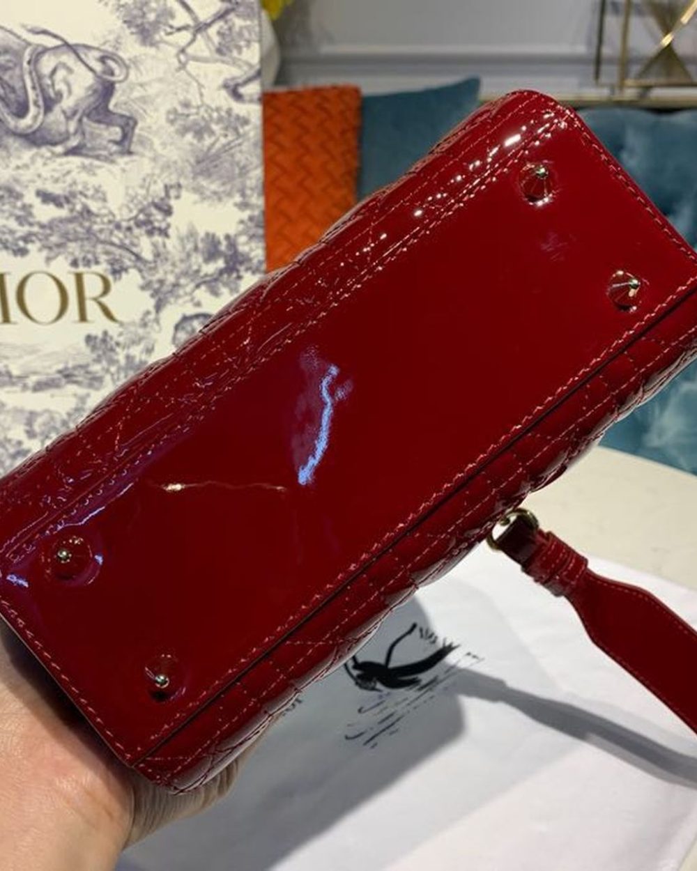 1:1 Replica Christian Dior Small Lady Dior Bag with Chain Gold Toned Hardware Burgundy For Women 20cm/8in CD M0538OWCB_M323