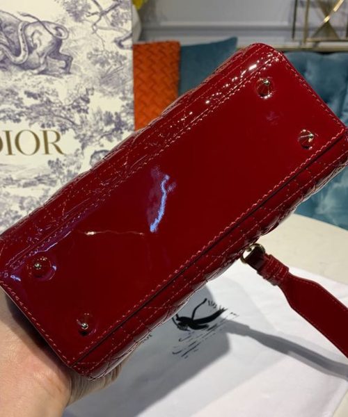 1:1 Replica Christian Dior Small Lady Dior Bag with Chain Gold Toned Hardware Burgundy For Women 20cm/8in CD M0538OWCB_M323