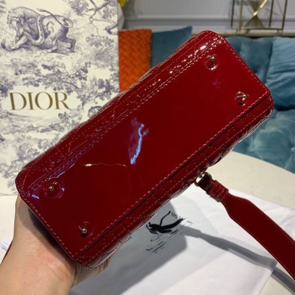 1:1 Replica Christian Dior Small Lady Dior Bag with Chain Gold Toned Hardware Burgundy For Women 20cm/8in CD M0538OWCB_M323