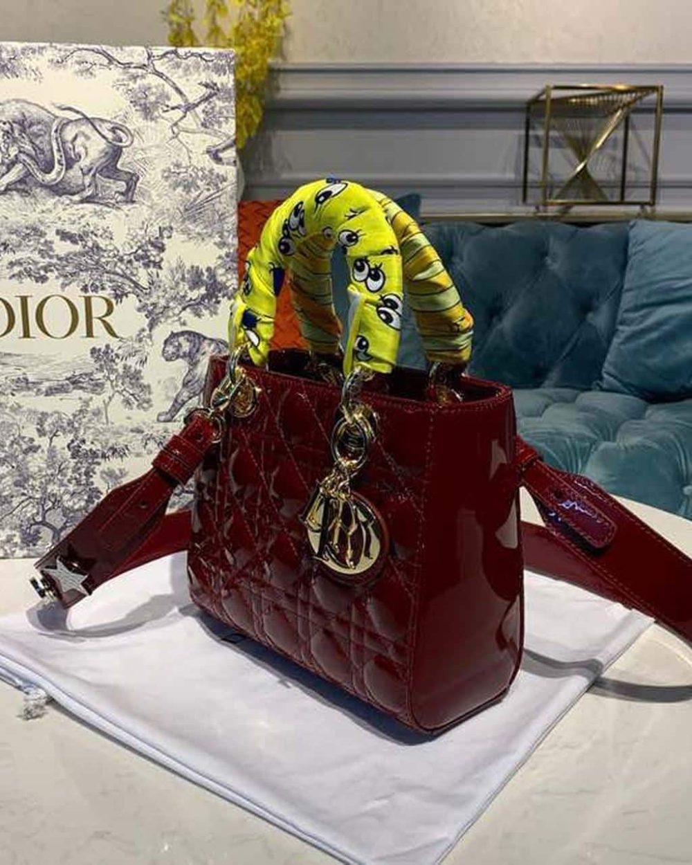 1:1 Replica Christian Dior Small Lady Dior Bag with Chain Gold Toned Hardware Burgundy For Women 20cm/8in CD M0538OWCB_M323