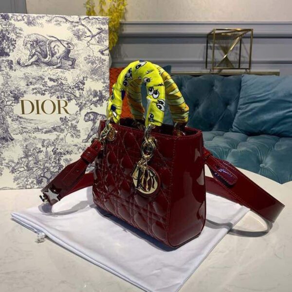 1:1 Replica Christian Dior Small Lady Dior Bag with Chain Gold Toned Hardware Burgundy For Women 20cm/8in CD M0538OWCB_M323