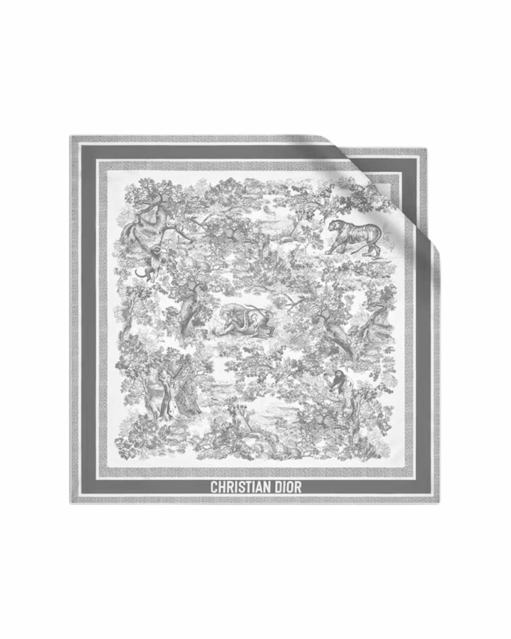 Christian Dior Toile De Jouy Sauvage 90 Square Scarf Ivory And Gray - 15JOU090I602_C805