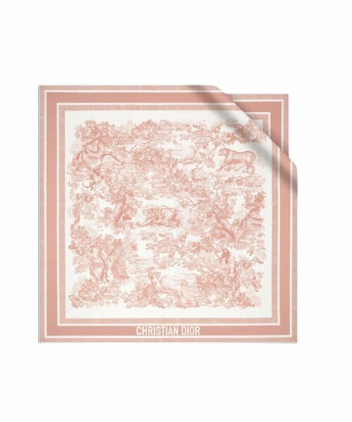 Christian Dior Toile De Jouy Sauvage 90 Square Scarf Ivory And Pink - 15JOU090I602_C420