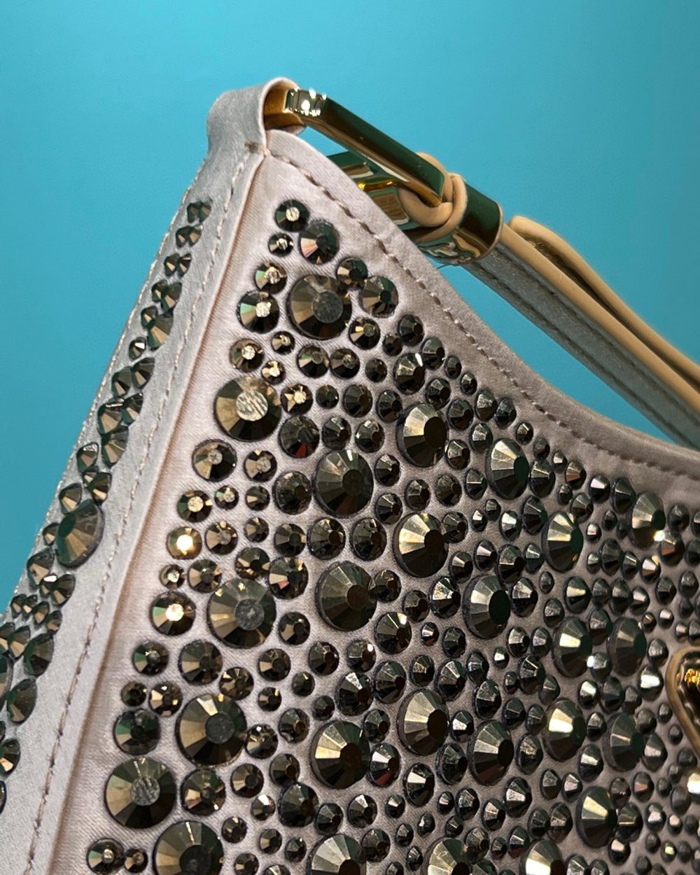 Cleo Satin Bag With Crystals In Black/Gold Tone For Women 8.6in/ 22cm 1BC169_2AWL_F063R_V_HOO