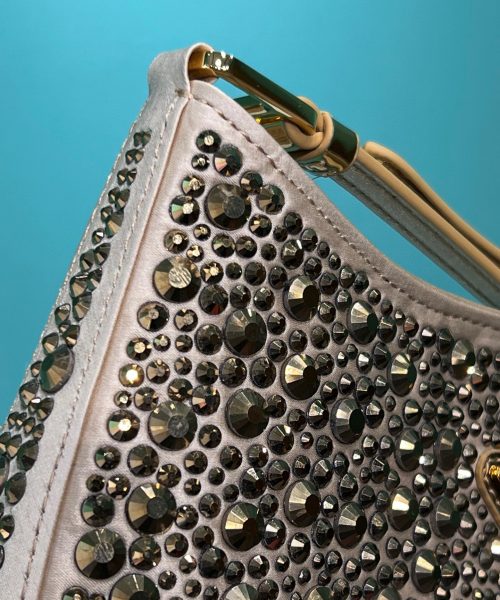 Cleo Satin Bag With Crystals In Black/Gold Tone For Women 8.6in/ 22cm 1BC169_2AWL_F063R_V_HOO