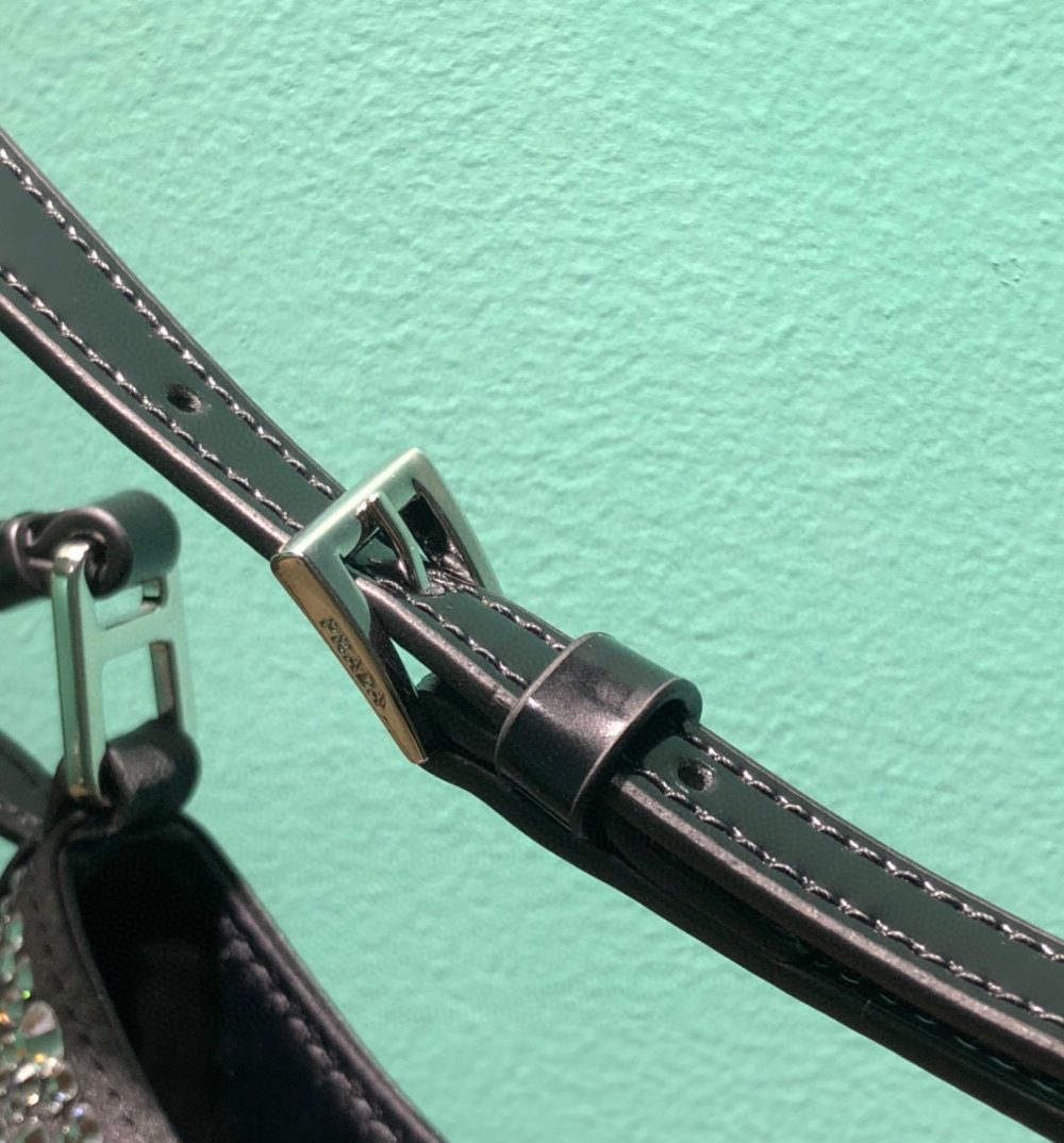 Cleo Satin Bag With Crystals In Black/Gold Tone For Women 8.6in/ 22cm 1BC169_2AWL_F063R_V_HOO