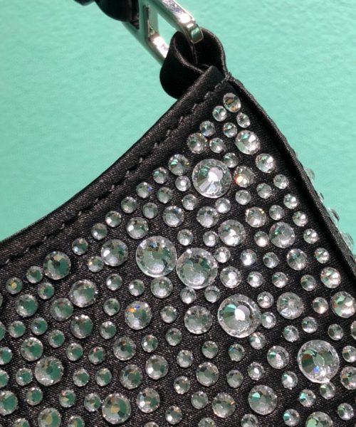 Cleo Satin Bag With Crystals In Black/Gold Tone For Women 8.6in/ 22cm 1BC169_2AWL_F063R_V_HOO