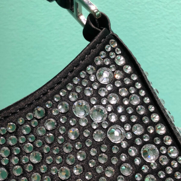Cleo Satin Bag With Crystals In Black/Gold Tone For Women 8.6in/ 22cm 1BC169_2AWL_F063R_V_HOO