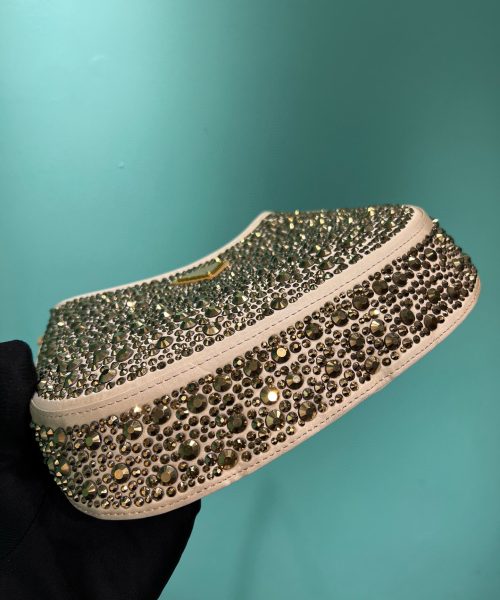 Cleo Satin Bag With Crystals In Black/Gold Tone For Women 8.6in/ 22cm 1BC169_2AWL_F063R_V_HOO