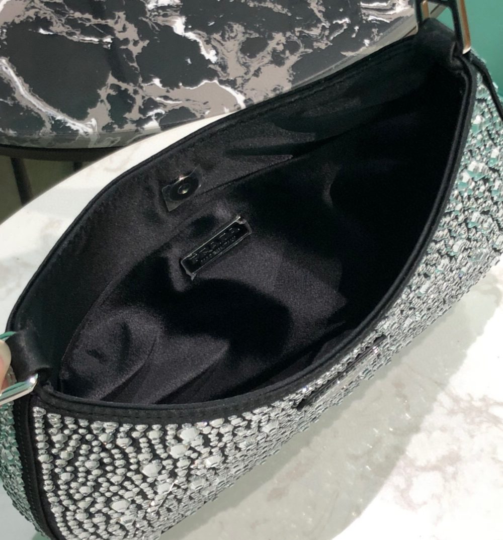 Cleo Satin Bag With Crystals In Black/Gold Tone For Women 8.6in/ 22cm 1BC169_2AWL_F063R_V_HOO