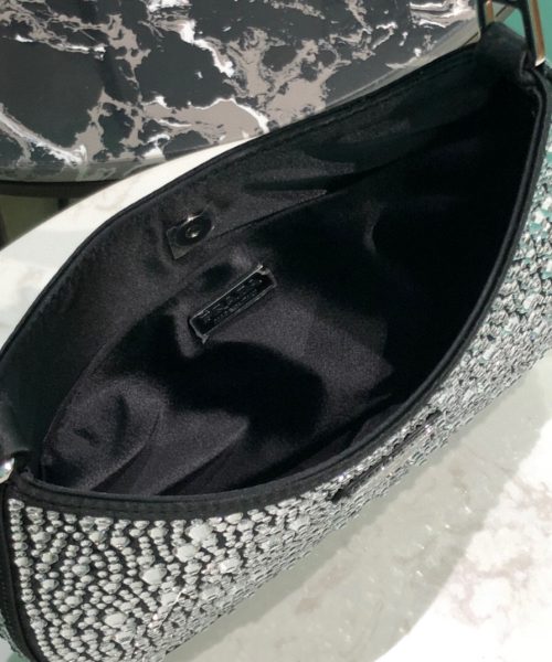 Cleo Satin Bag With Crystals In Black/Gold Tone For Women 8.6in/ 22cm 1BC169_2AWL_F063R_V_HOO