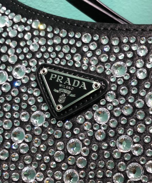 Cleo Satin Bag With Crystals In Black/Gold Tone For Women 8.6in/ 22cm 1BC169_2AWL_F063R_V_HOO