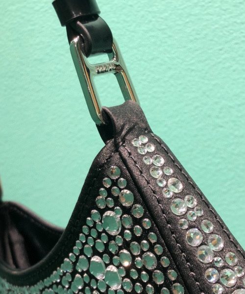 Cleo Satin Bag With Crystals In Black/Gold Tone For Women 8.6in/ 22cm 1BC169_2AWL_F063R_V_HOO