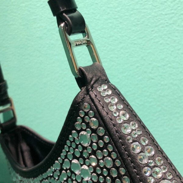Cleo Satin Bag With Crystals In Black/Gold Tone For Women 8.6in/ 22cm 1BC169_2AWL_F063R_V_HOO