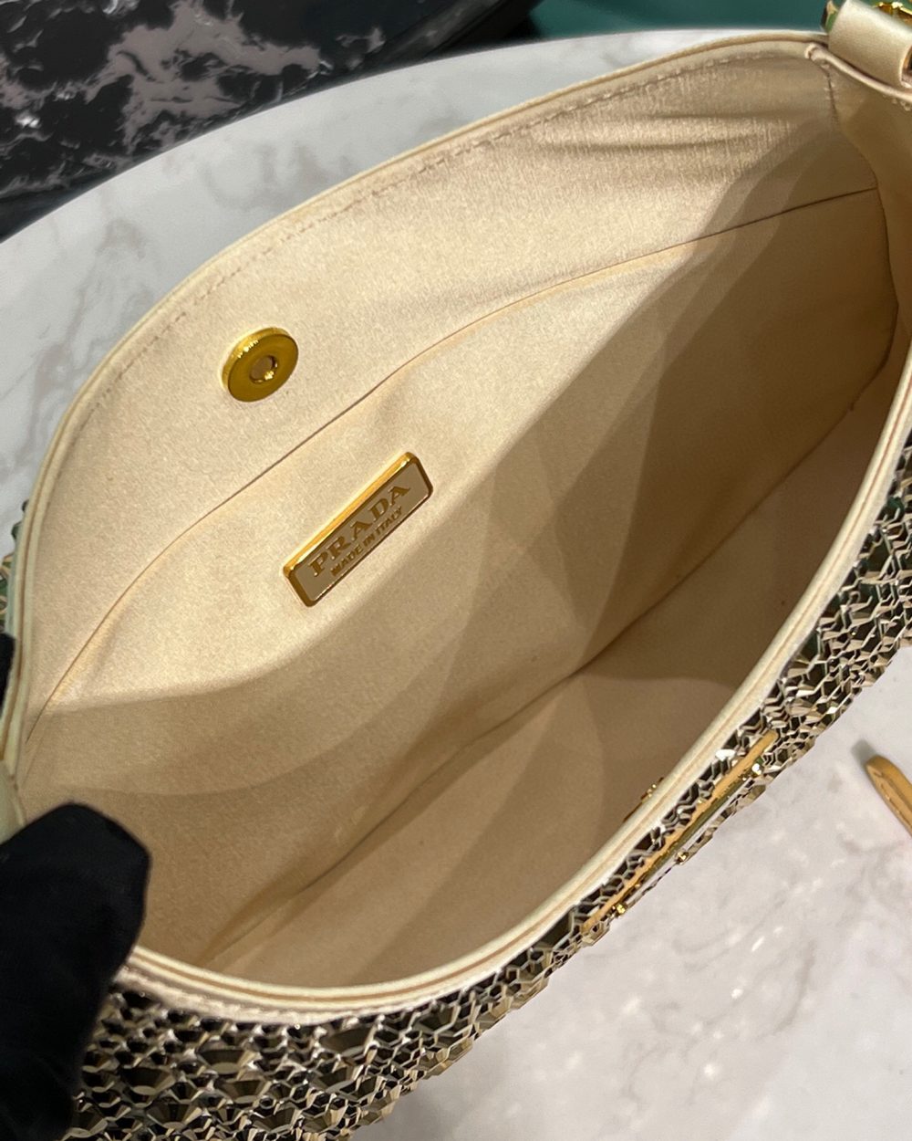 Cleo Satin Bag With Crystals In Black/Gold Tone For Women 8.6in/ 22cm 1BC169_2AWL_F063R_V_HOO