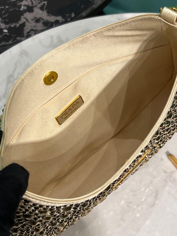 Cleo Satin Bag With Crystals In Black/Gold Tone For Women 8.6in/ 22cm 1BC169_2AWL_F063R_V_HOO