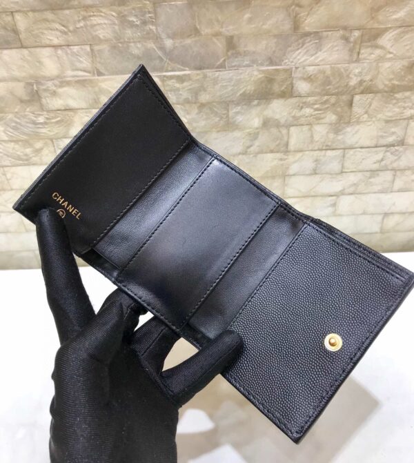 CO-CO Chanel Flap Card Holder Wallet With Gold Toned Hardware 11cm