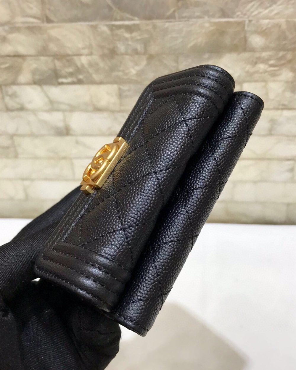 1:1 Replica CO-CO Chanel Flap Card Holder Wallet With Gold Toned Hardware 11cm