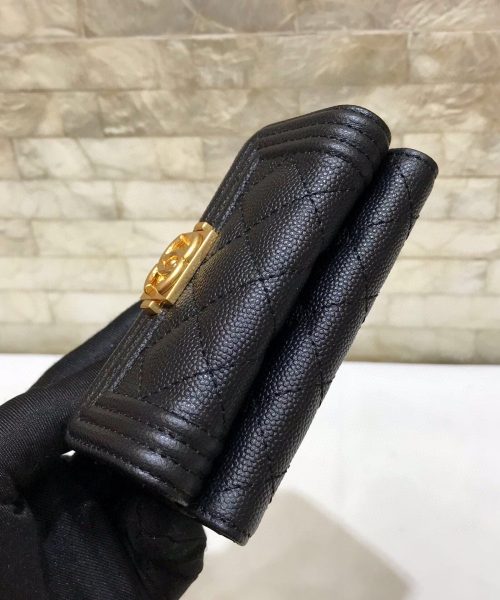 1:1 Replica CO-CO Chanel Flap Card Holder Wallet With Gold Toned Hardware 11cm