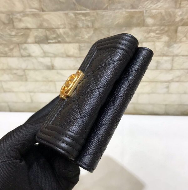CO-CO Chanel Flap Card Holder Wallet With Gold Toned Hardware 11cm