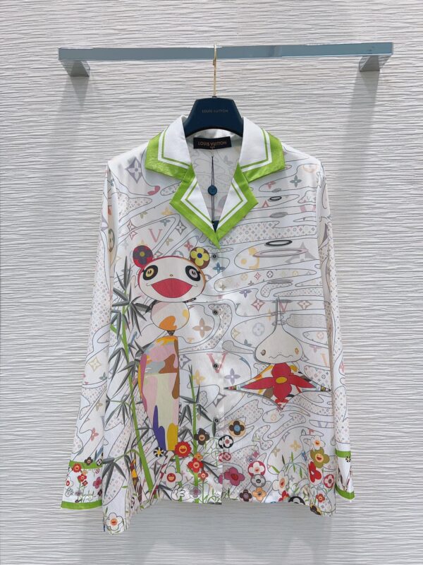 Colorful Flowers Pants And Shirt Pyjama White For Women