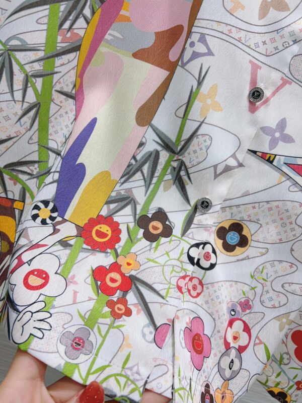 Colorful Flowers Pants And Shirt Pyjama White For Women