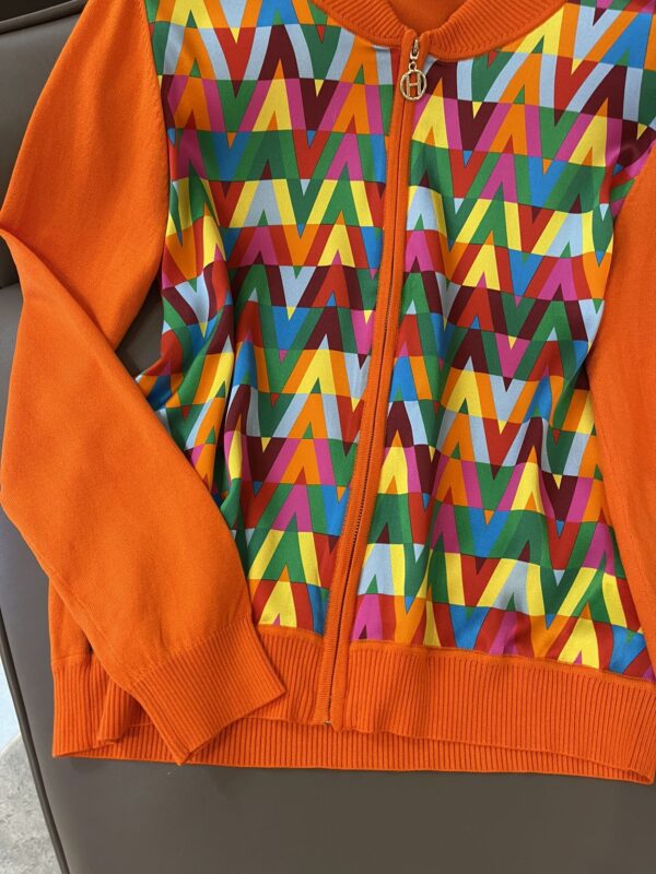 Colorful Motifs Jacket Orange For Women