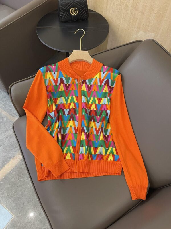 Colorful Motifs Jacket Orange For Women