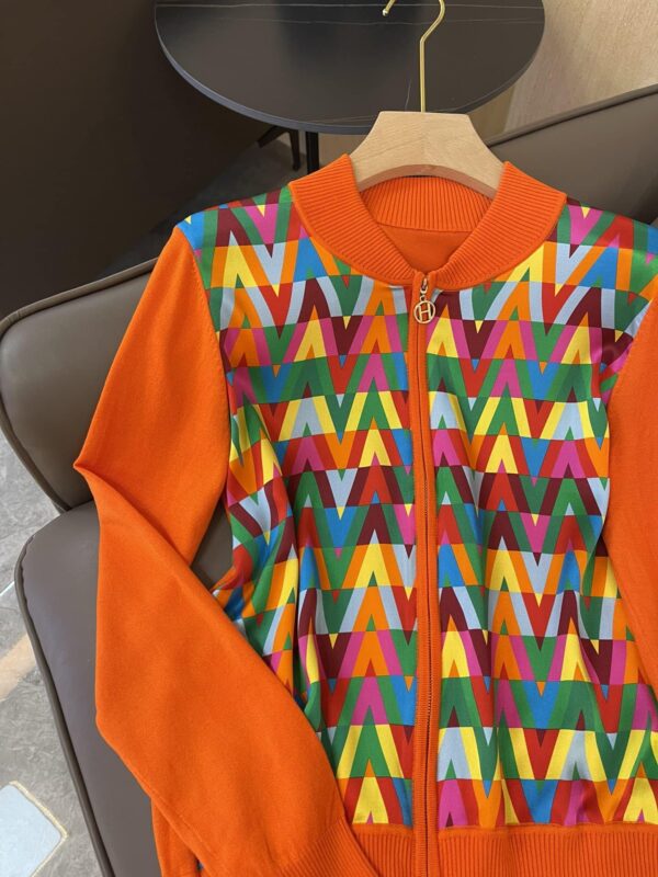 Colorful Motifs Jacket Orange For Women