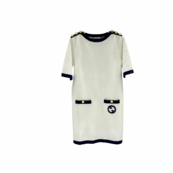 Contrasting Dark Border Dress White For Women