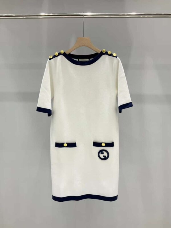 Contrasting Dark Border Dress White For Women