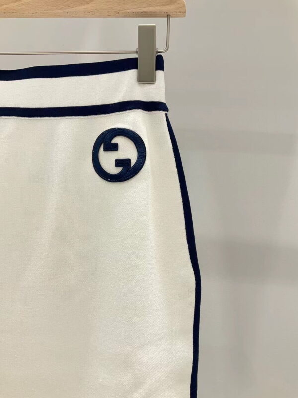 Contrasting Dark Border Top And Skirt White For Women