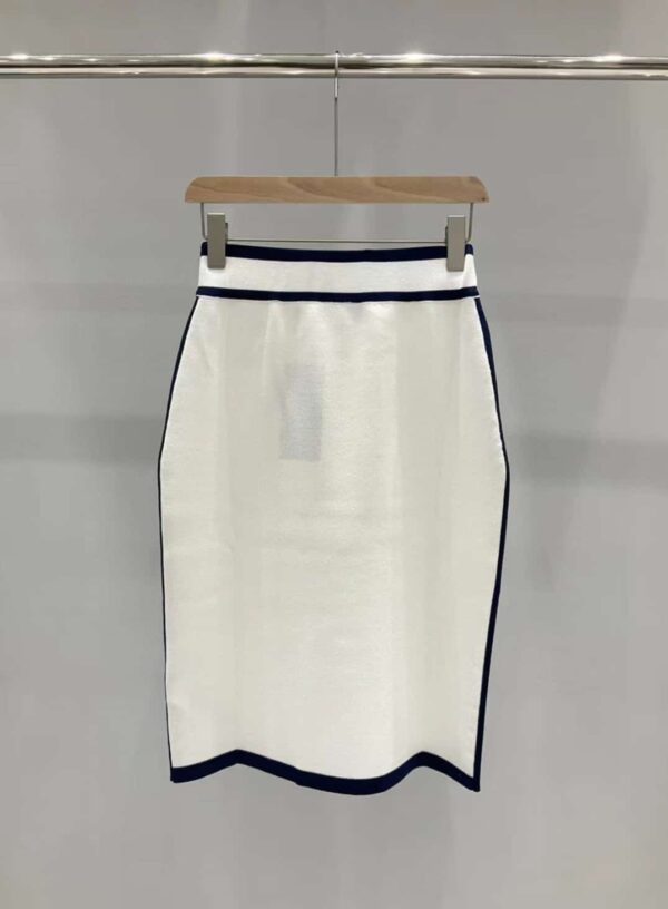 Contrasting Dark Border Top And Skirt White For Women