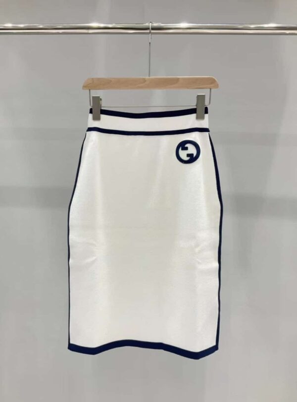 Contrasting Dark Border Top And Skirt White For Women