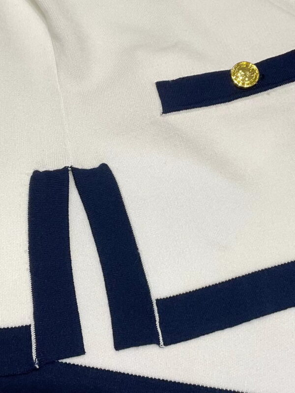 Contrasting Dark Border Top And Skirt White For Women