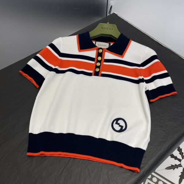 Contrasting Stripe T-Shirt And Shorts Dark Blue For Women