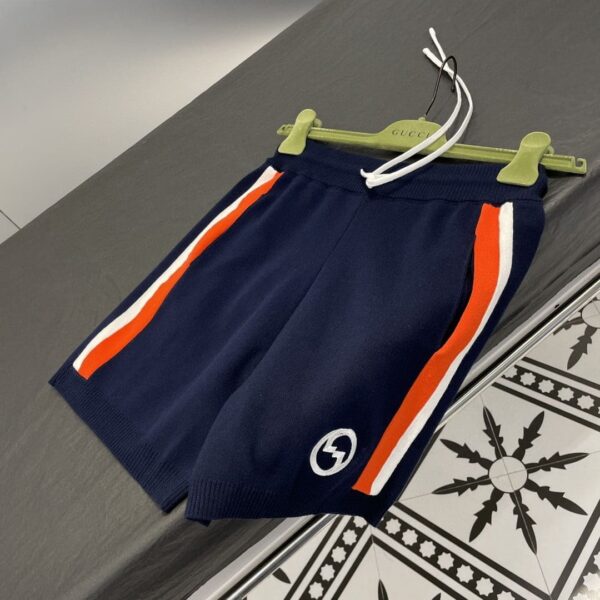 Contrasting Stripe T-Shirt And Shorts Dark Blue For Women