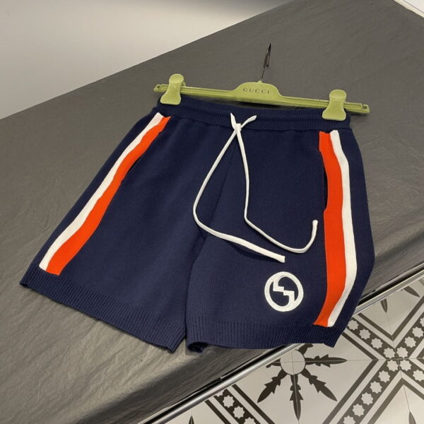Contrasting Stripe T-Shirt And Shorts Dark Blue For Women