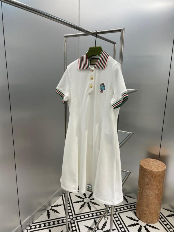 Cotton Piquet Polo Dress White For Women ‎736304 XJFBP 9692