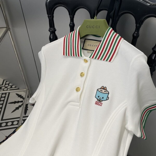 Cotton Piquet Polo Dress White For Women ‎736304 XJFBP 9692